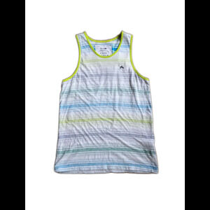 Rusty Striped Tank Top Neon Trim Surf Skate Size Small